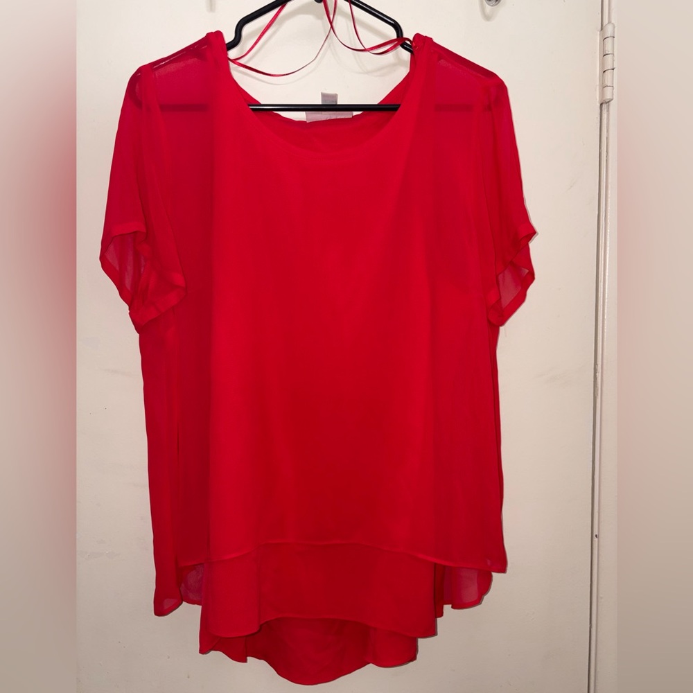 Dana Buchman Red Women'sSheer  Top XL